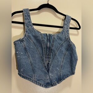 Primark Denim Zipper Corset Crop Jean Top
